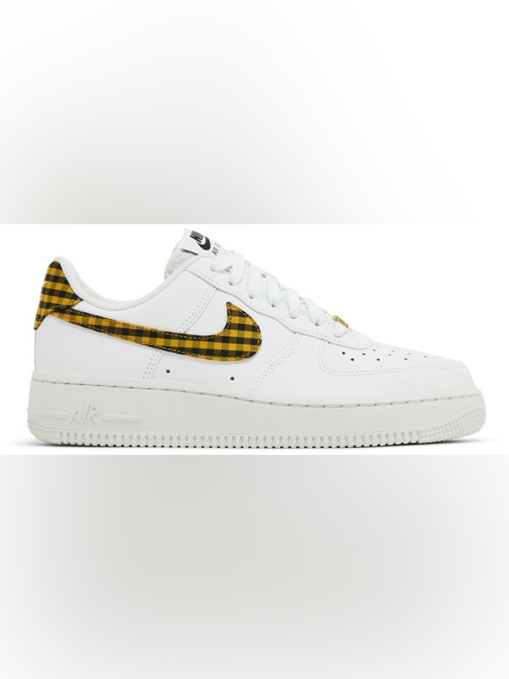 Nike Womens Air Force 1 Low Bronzine Gingham Yellow Black Plaid size 8